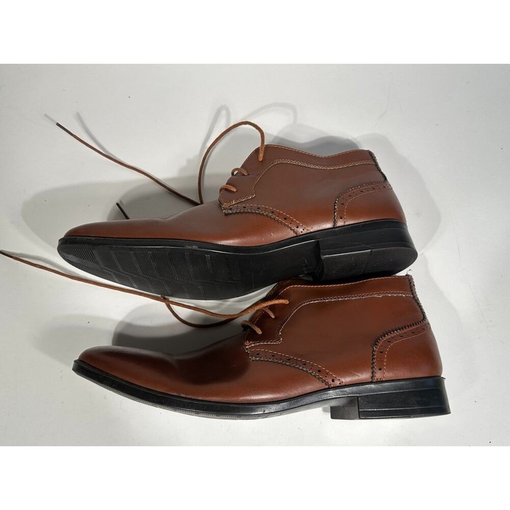 Hooper Men’s Chukka Dress Boots Size 11 Brown Simulated Leather Lace Up